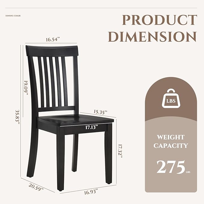 COLAMY Wooden Dining Room Chairs Set of 2, Spindle High Back Windsor Kitchen Side Chair, Farmhouse Dining Chairs for Kitchen, Dining Room, Dark Brown