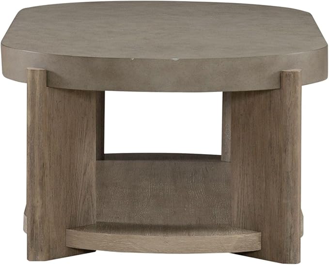 Liberty Furniture Affinity Opt 3 Piece Set - Oval Cocktail Table, 2 End Tables - Dusty Taupe Faux Concrete Tops