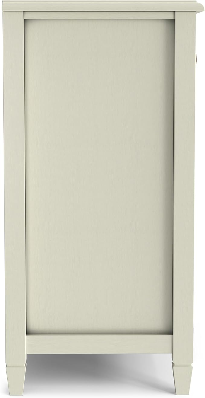 SIMPLIHOME Connaught Buffet - 60 inch Wide Solid Wood 3-Door Sideboard Buffet in Antique White, Traditional Storage Cabinet for Dining Room or Kitchen with Adjustable Shelves and Classic Molding