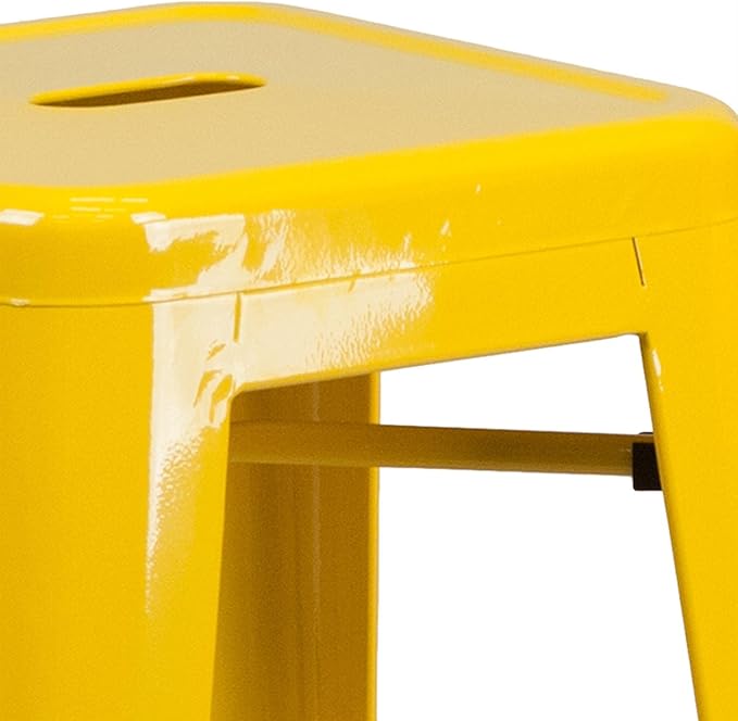 Flash Furniture Commercial Grade 30" High Backless Yellow Metal Indoor-Outdoor Barstool with Square Seat