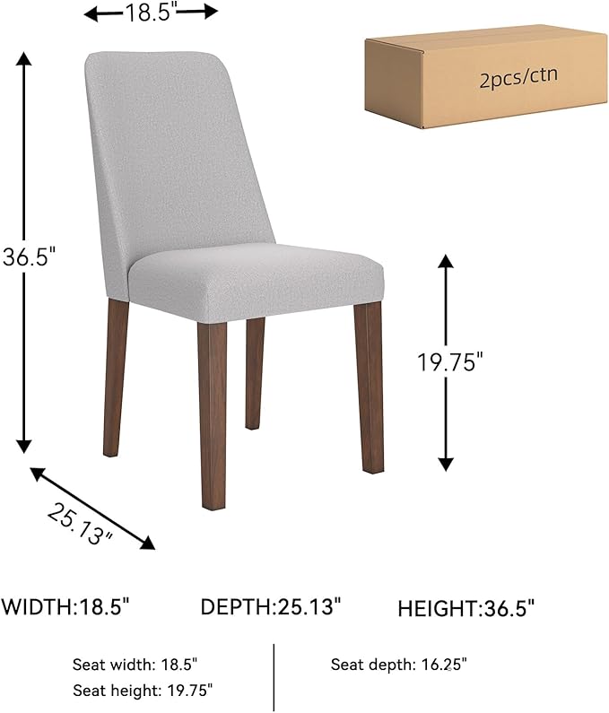 Signature Design by Ashley Lyncott Contemporary Dining Room Upholstered Side Chair with Foam Cushion, Set of 2, Cream & Brown