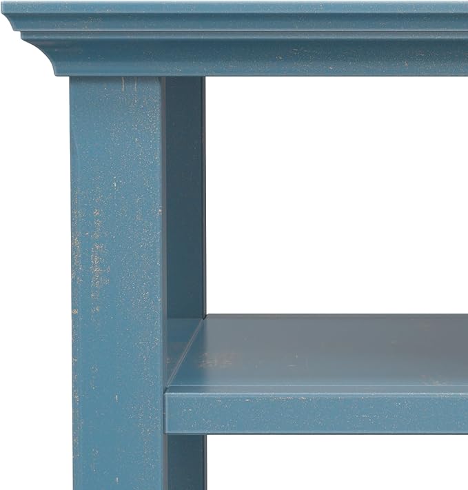 SIMPLIHOME Acadian 14-inch Wide Solid Wood Narrow End Table in Distressed Coastal Blue, Transitional-Style Side Table for Living Room, Bedroom, or Family Room with 2 Open Shelves