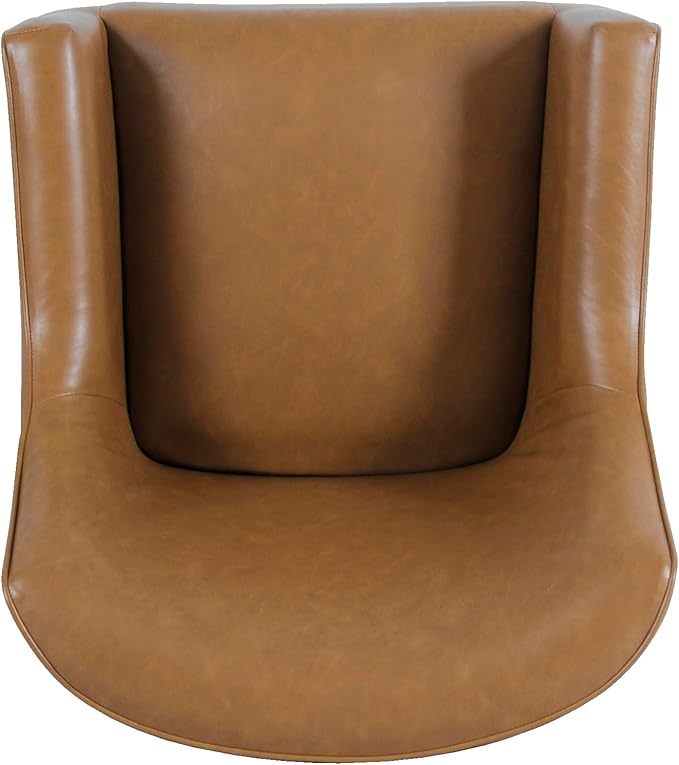 HomePop Modern Accent Chair, Home Décor, Accent Chairs for Living Room & Bedroom, Fabric Reading Living Room Side Chair, Single Sofa with Lounge Seat and Metal Legs- Carmel Faux Leather