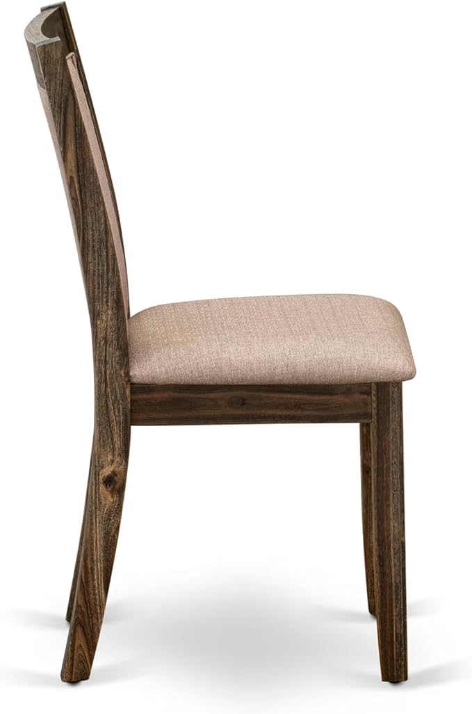 East West Furniture V727MZ716-9 9 Piece Kitchen Table & Chairs Set Includes a Rectangle Dining Room Table with V-Legs and 8 Dark Khaki Linen Fabric Parson Chairs, 40x72 Inch, Multi-Color