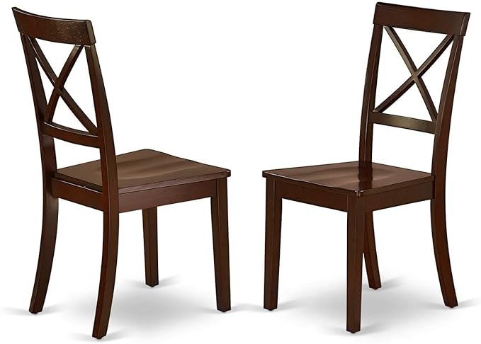 East West Furniture DLBO3-MAH-W 3 Piece Modern Dining Table Set Contains a Round Wooden Table with Dropleaf and 2 Dining Room Chairs, 42x42 Inch, Mahogany
