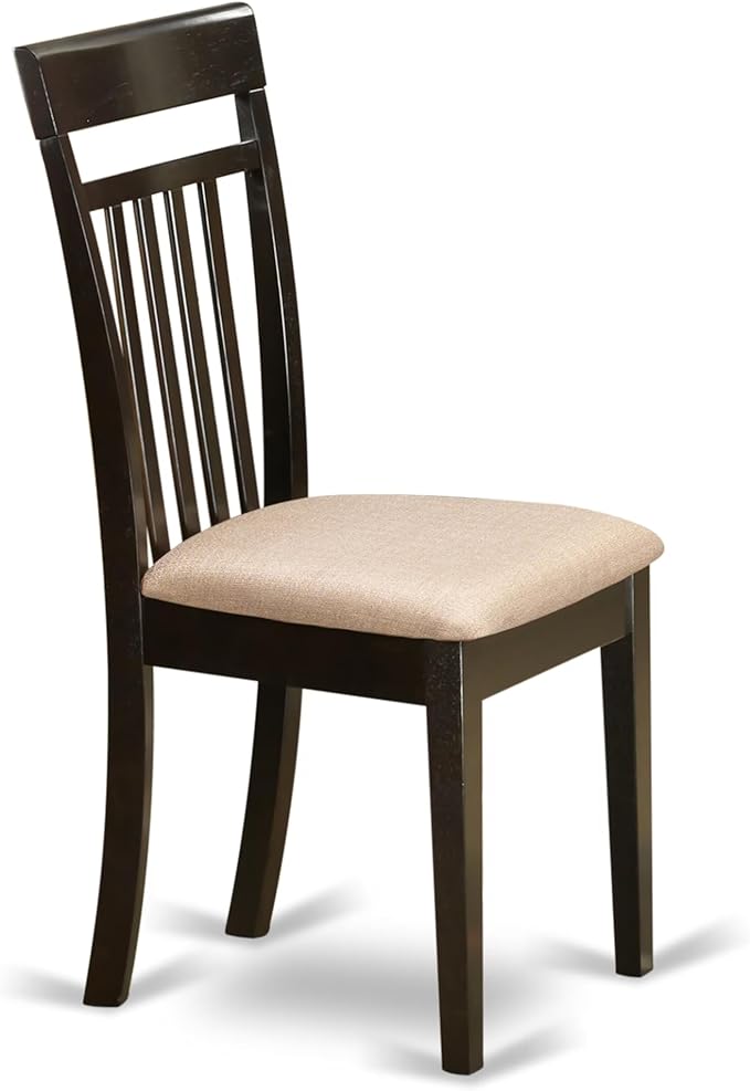 East West Furniture ANCA5-CAP-C 5 Piece Kitchen Table Set for 4 Includes a Round Dining Room Table with Pedestal and 4 Linen Fabric Upholstered Dining Chairs, 36x36 Inch, Cappuccino