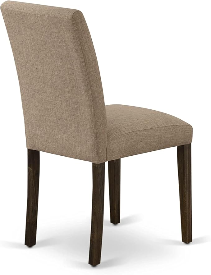 East West Furniture X727AB747-5 5 Piece Dining Set Includes a Rectangle Dining Room Table with X-Legs and 4 Light Sable Linen Fabric Upholstered Parson Chairs, 40x72 Inch, Multi-Color