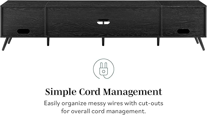 Walker Edison Nora Modern Minimal Open-Shelf TV Stand for TVs up to 90 Inches, 80 Inch, Black