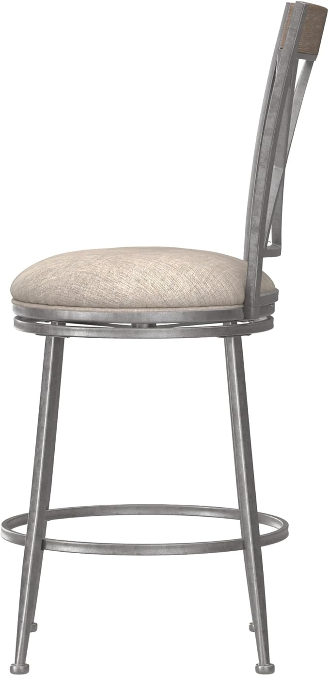 Hillsdale Stewart Indoor/Outdoor Swivel Counter Height Stool, Aged Pewter