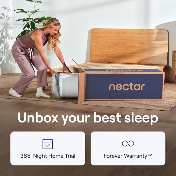 Nectar Luxe 14” Queen Mattress - Medium Firm - Contouring Memory Foam - Cooling Upgrade - 3” Pressure Relief Layer - Responsive Support - Mattress in a Box - 365-Night Trial & Forever Warranty