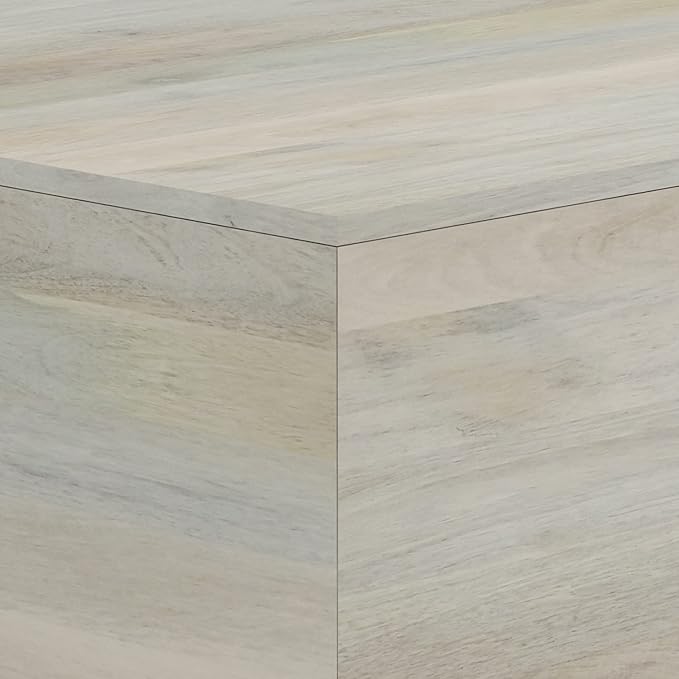 SIMPLIHOME Abba Square Coffee Table - 28 inch Wide Solid Mango Wood Modern Cocktail Table in White Wash, Contemporary Table for Living Room with Low Profile Block Design, Assembled