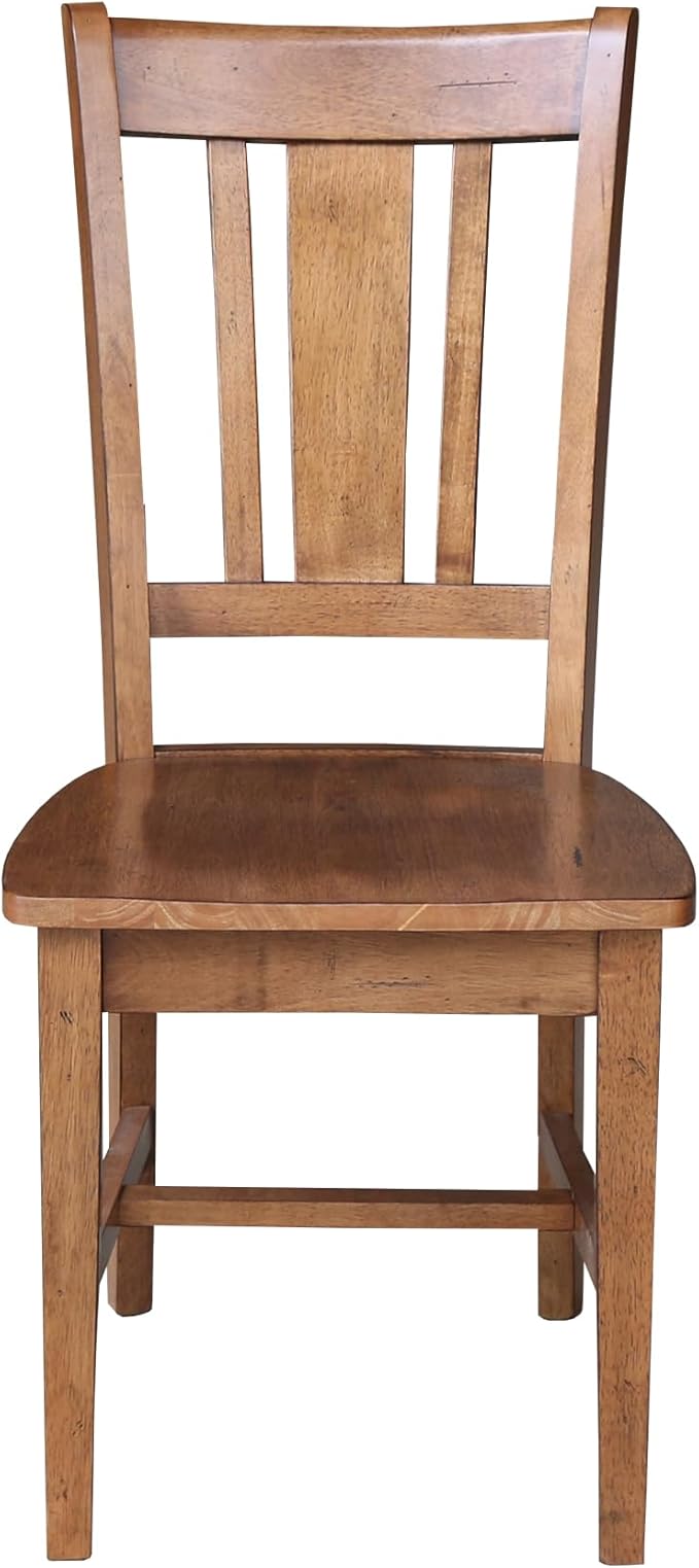 IC INTERNATIONAL CONCEPTS Set of Two San Remo SplatBack Dining Chairs, Distressed Oak