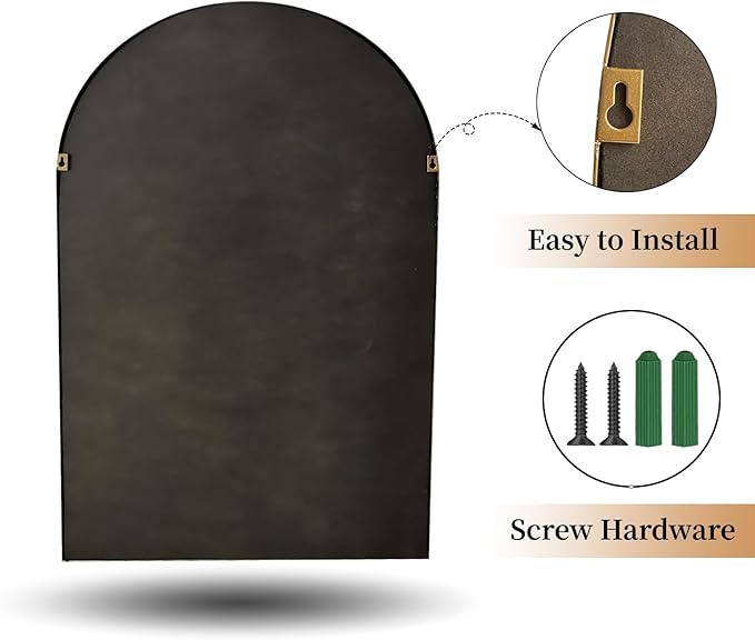 ironsmithn Gold Arched Mirror, 24"x40" Beaded Frame Arch Mirrors, Marlowe Decorative Accent Mirrors for Fireplace Bedroom Bathroom Living Room Entryway