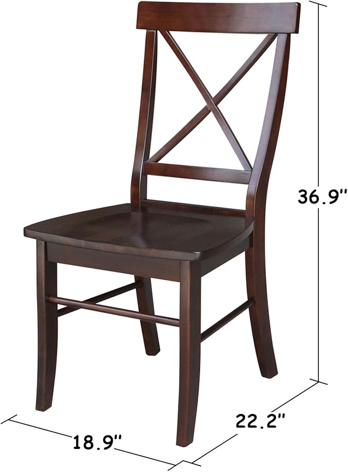 International Concepts X- Back Chair, with Solid Wood Seat, Java