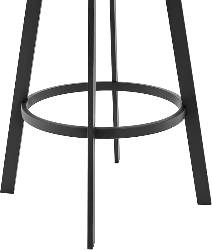 Armen Living Capri Modern 26" Seat Height Gray Faux Leather and Black Stainless Steel Metal Swivel Bar Stool for Kitchen Island Counter