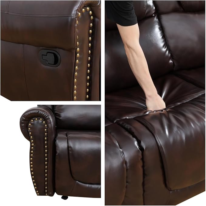 Leather Recliner Chair, Recliner Home Theater Seating, Electric Reclining Chair for Adult, Breathing Chair for Living Room, Espresso