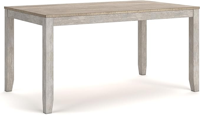 Signature Design by Ashley Skempton Cottage Dining Room Table Set with 6 Upholstered Chairs, Whitewash