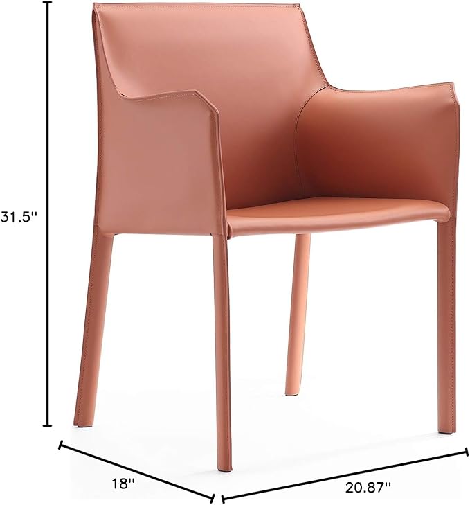 Manhattan Comfort Paris Clay Saddle Leather Armchair (Set of 2), Clay