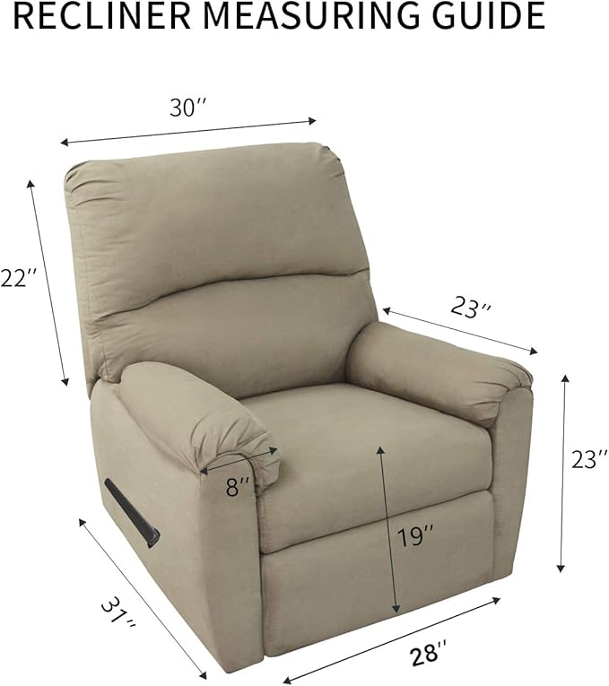 PureFit Reversible Sofa Cover Water Resistant Recliner Couch Cover, Machine Washable Furniture Cover with Adjustable Strap for Dogs, Pets (Recliner, Beige/Ivory)