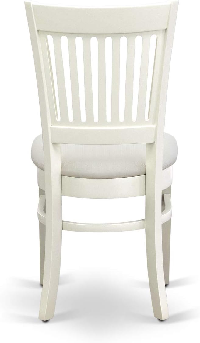 East West Furniture HLVA5-LWH-C 5 Piece Kitchen Table Set for 4 Includes a Round Dining Room Table with Pedestal and 4 Linen Fabric Upholstered Dining Chairs, 42x42 Inch, Linen White