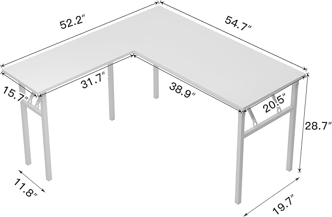 DlandHome Reversible L-Shaped Desk Large Corner Desk Folding Table Computer Desk Home Office Table Computer Workstation,White-N