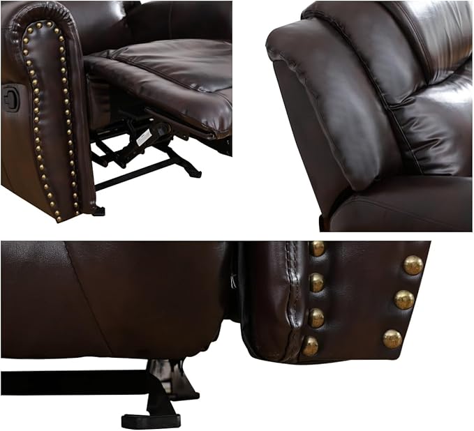 Leather Recliner Chair, Recliner Home Theater Seating, Electric Reclining Chair for Adult, Breathing Chair for Living Room, Espresso