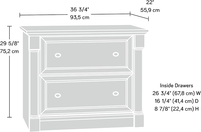 Sauder Palladia Lateral File, L: 36.81" x W: 22.01" x H: 29.62", Select Cherry
