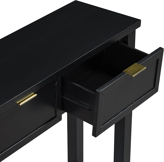 Ball & Cast 60“ Contemporary 4 Drawers Console Table, Long Narrow Entryway-Table with Drawer & Shelf, Modern Storage Sofa Tables, Farmhouse Wood Couch-Tables for Entrance Hallway Living,Black
