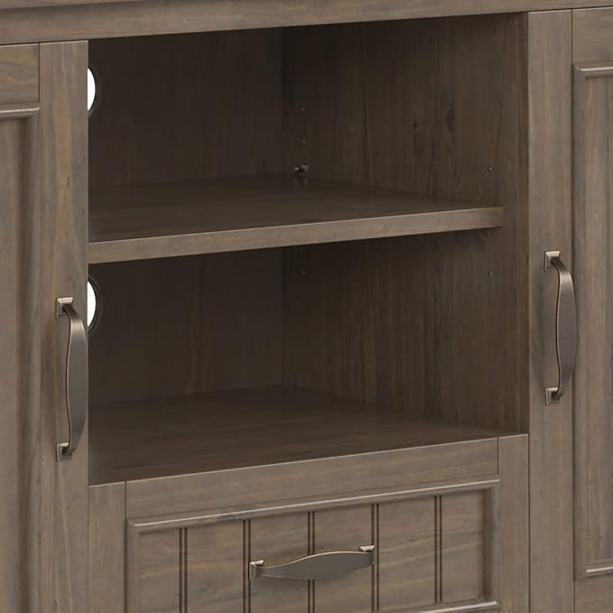 SIMPLIHOME Lev SOLID WOOD 53 Inch Wide Contemporary TV Media Stand in Smoky Brown for TVs up to 60 Inches, For the Living Room and Entertainment Center