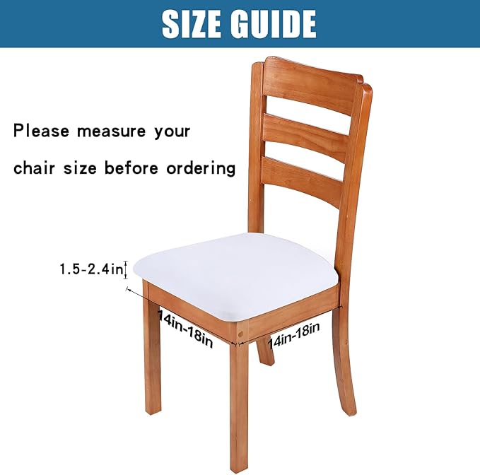 Smiry Velvet Seat Covers for Dining Room Chair Set of 2, Stretch Fit Removable Washable Chair Seat Cushion Protector Slipcovers with Ties, White
