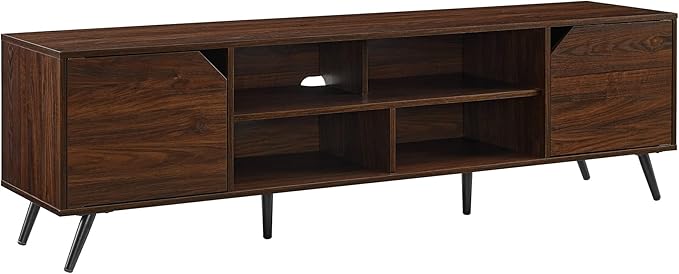 Walker Edison Nora Modern Minimal Open-Shelf TV Stand for TVs up to 80 Inches, 70 Inch, Dark Walnut