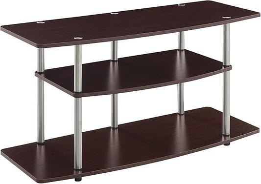 Convenience Concepts Designs2Go No Tools 3-Tier Wide TV Stand 42" - Entertainment Center for TVs up to 46 Inches, Modern TV Mount with Shelves for Living Room, Cherry
