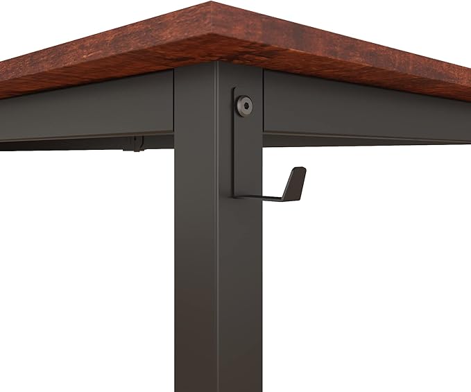Decoholic 63 Inch Home Office Computer Two-Color Panel Desk with Storage Bag and Hook, Black, Sandalwood Color, Industrial Modern Laptop Desk