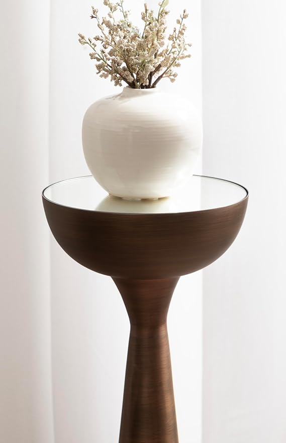 Kate and Laurel Chandon Mid-Century Sophisticated Drink Table; 8 x 8 x 23; Bronze; Glam Sculptural Plant Pedestal Table for Use as Antique Mini Table or Bathtub Accent Table