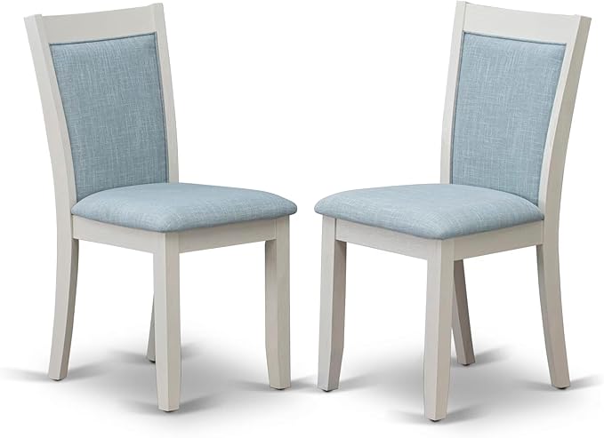 East West Furniture V027MZ015-6 6 Piece Dining Table Set Contains a Rectangle Dining Room Table and 4 Baby Blue Linen Fabric Parson Chairs with a Bench, 40x72 Inch, Multi-Color
