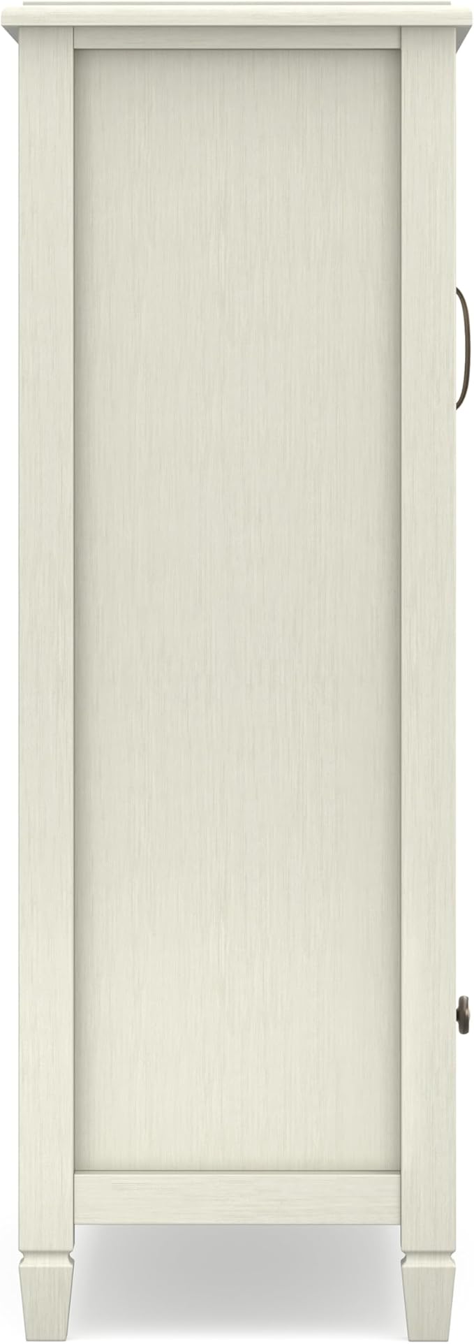 SIMPLIHOME Connaught SOLID WOOD 46 inch Wide Traditional Tall Storage Cabinet in Antique White for the Living Room, Entryway and Family Room
