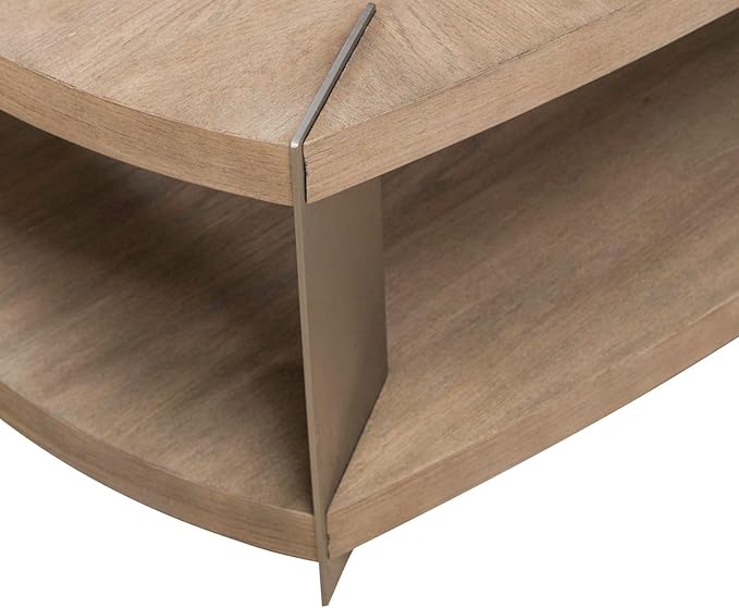 Liberty Furniture Harlow Living Room Oval Cocktail Table - Sandstone & Satin Nickel