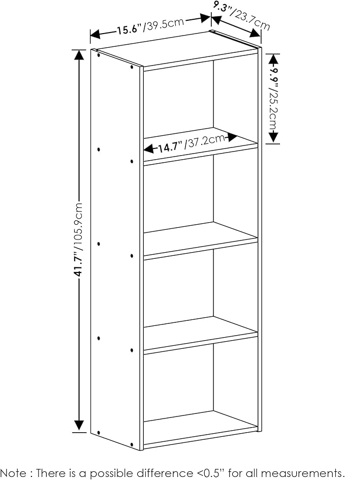 Furinno Luder Bookcase / Book / Storage, 4-Tier, White