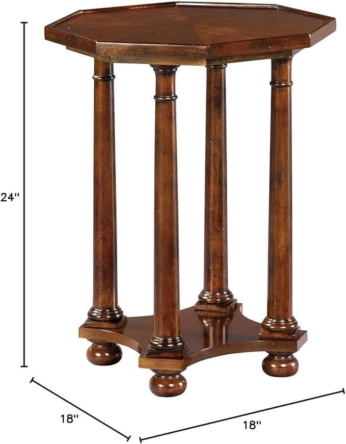 Hekman Furniture Bald Head Island Round Side Table – Macadamia Finish, Single Shelf, Sunburst Veneer Top with Raised Edge, Rustic American Cherry Veneers & Select Solids, Mid Century Home Furniture