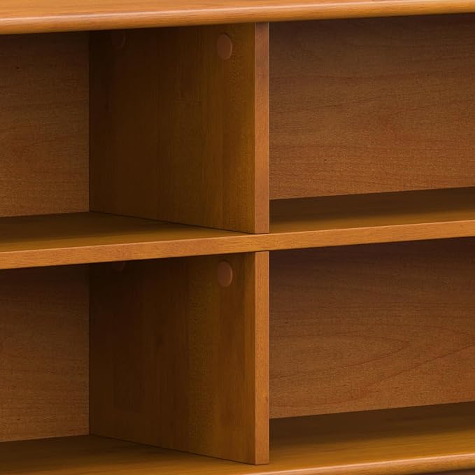 SIMPLIHOME Draper Bookcase - 30 inch Tall Solid Hardwood Low Bookshelf in Teak Brown, Mid-Century Modern Storage for Living Room, Study Room or Office with Tapered Legs and Wide Open Shelves