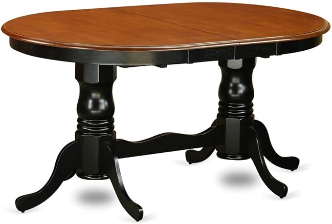 East West Furniture PLAI9-BLK-W 9 Piece Kitchen Table Set Includes an Oval Dining Table with Butterfly Leaf and 8 Dining Room Chairs, 42x78 Inch, Black & Cherry