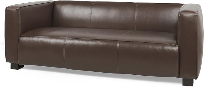 Merax Mid Century Modern 3 Seater Sofa with Birch Wood Legs, 80" Wide Smooth Upholstered Couch for Living Room, Apartment, Dark Brown
