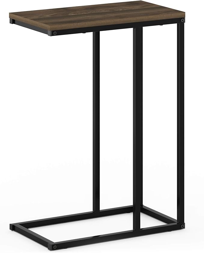 Furinno Camnus Modern Living C Shaped Sofa Side Table, 9.8 in x 17.9 in x 25 in, Columbia Walnut