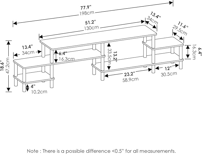 Furinno Turn-N-Tube Grand Stand for TV up, 78 Inch, Espresso