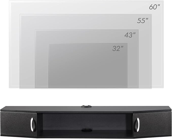 FITUEYES Floating TV Stand Wall Mounted TV Shelf with Door Wood Media Console Entertainment Center Under TV Floating Cabinet Desk Storage Hutch for Home and Office Black
