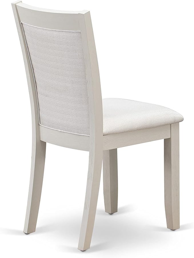East West Furniture X027MZ001-7 7 Piece Modern Dining Table Set Consist of a Rectangle Wooden Table with X-Legs and 6 Cream Linen Fabric Parson Dining Chairs, 40x72 Inch, Multi-Color