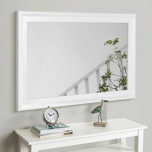 CULER White Wood Wall Mirror for Bathroom,Rectangle Rustic Large 30 x 40 inch Hanging Vanity Mirrors with Wooden Frame for Living Room,Bedroom,Entryway (30x40 inch, White)
