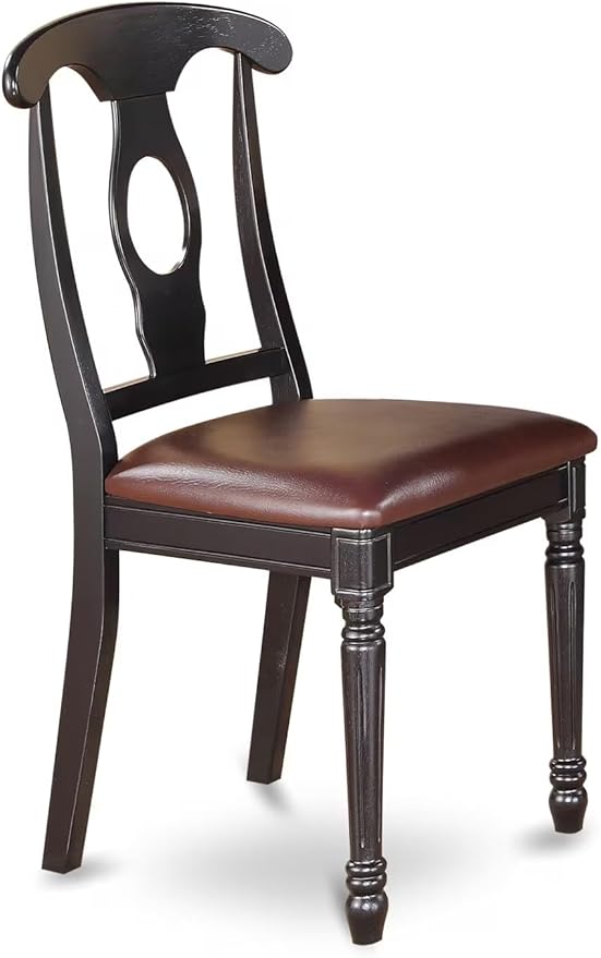 East West Furniture DOKE9-BCH-LC 9 Piece Dining Table Set Includes a Rectangle Dining Room Table with Butterfly Leaf and 8 Faux Leather Upholstered Chairs, 42x78 Inch, Black & Cherry