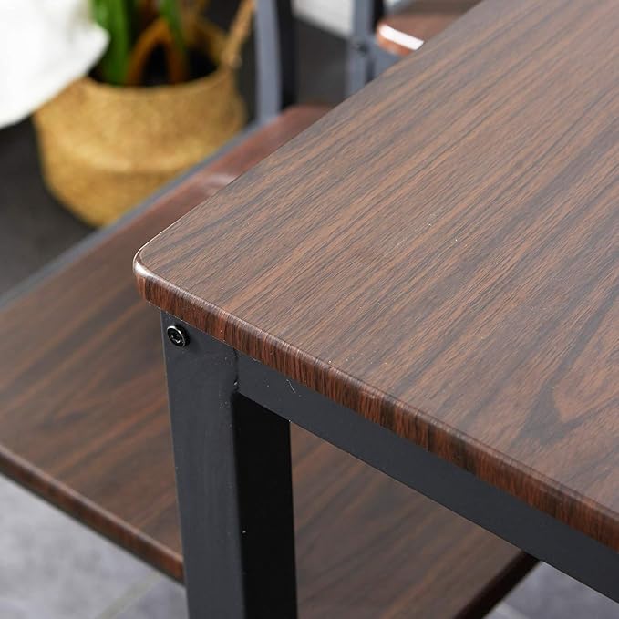 sogesfurniture 4 Piece Dining Table Set, Dining Table Set for 4, Kitchen Dinner Table with Benches for 4, Includes Table, 2 Chairs & Bench, Brown