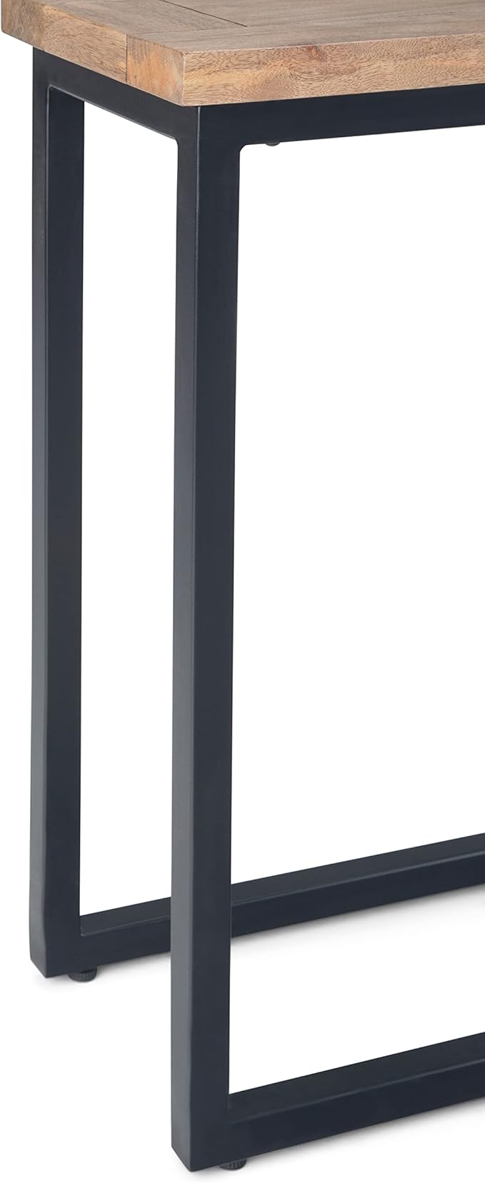 SIMPLIHOME Skyler 18-inch Wide Solid Mango/Metal Industrial C-Shaped End Table in Natural/Charcoal for Living Room, Office, or Bedroom, Assembled